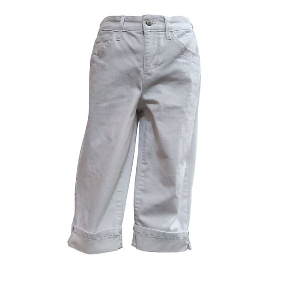 Gloria Vanderbilt Skimmer High Rise White Cuffed Capri Jeans Size 8 - Picture 1 of 9